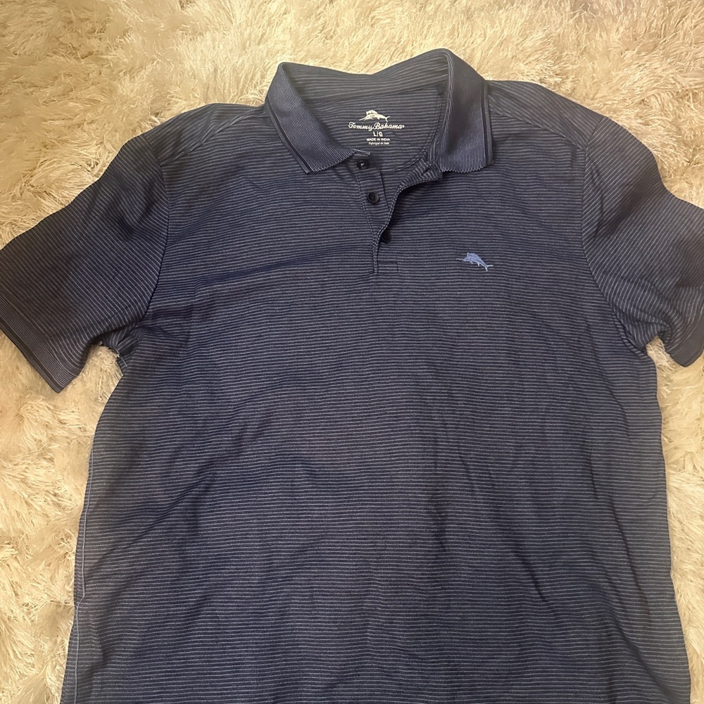 Tommy Bahama Dark Blue Striped Polo Shirt